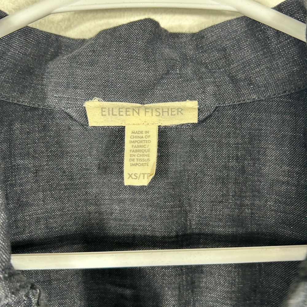 Eileen Fisher 100% Organic Linen Gray Blue Delave Jacket - Picture 6 of 6